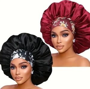 2-Pack Luxurious High-density Satin Hair Bonnets